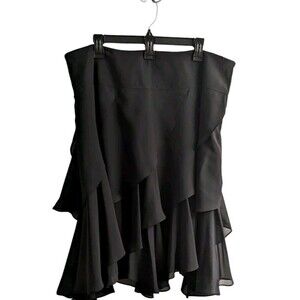 Nygard Collection Womens Midi Skirt Size 18 Black Tiered Lined Wedding Workwear